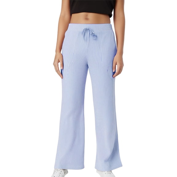 Striped Pants Women, Audhol Women's Striped Pants Comfy Pajama Pants Drawstring Elastic Waist Striped Wide Leg Pants Summer Pants for Women Blue L