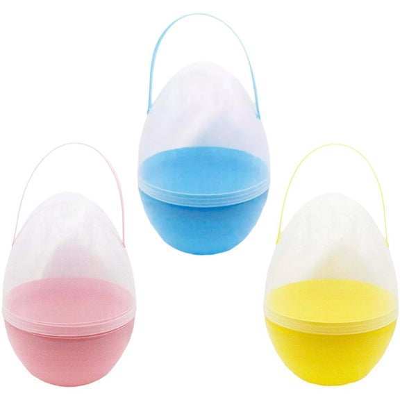 Jiibva 3Pcs/Set Fillable Easter Eggs Multicolored Easter Fillable Egg Container for Easter Hunt Party Supplies Festive Decoration