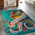 thumbnail image 3 of Squid Marine Life Washable Area Rugs 4'x6', Teal Green Ocean Seawater Low Pile Throw Living Room Rug Non-Slip Sturdy Edge Binding Carpet for Indoor Entryway Bedside Kitchen, 3 of 9