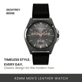 thumbnail image 2 of Geoffrey Beene Men’s Black Leather Dress Watch – 42mm Quartz Analog Wristwatch with Date, Water Resistant, Classic Business & Casual Style, 2 of 7