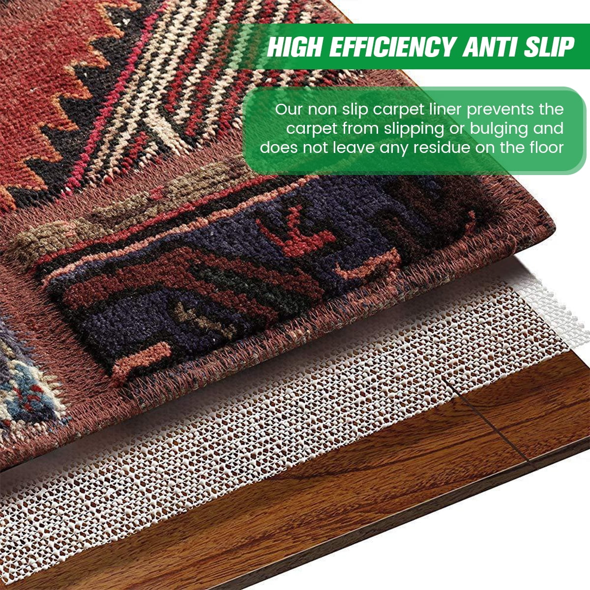 Non-Slip Carpet Underlay Rug Gripper Anti Slip Underlay Multi Purpose Liner Non Slip Mat Mesh Non-Slip Lining Carpets Rug Pad Mat for Hard Floors