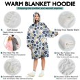 thumbnail image 5 of Blue Baseballs with Yellow Flowers Pattern Wearable Oversized Blanket,Wearable Blanket Hoodie for Adults,Cozy Hooded Blankets with Super Pockets,Super Warm Fuzzy Pullover for Women & Men, 5 of 6