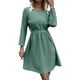 thumbnail image 1 of Vestido De Manga Larga Con Cuello Vestido Con Cinturón De Cintura Alta Vestido Redondo Midi Con Cintura Anudada Vestido Midi De Mujer Round Neck Long Sleeve Dress Polyester ANGGREK Otros, 1 of 7