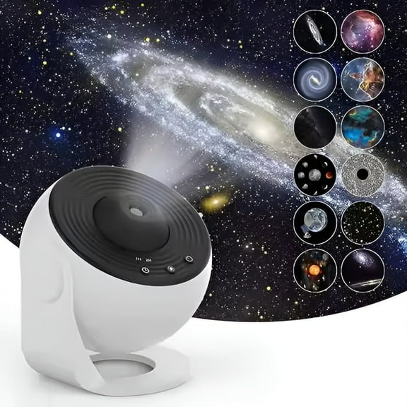Projector for Bedroom with 13 Film Discs - LED Night Light for Space Themed Room Decor, 360° Rotation & Timer Function