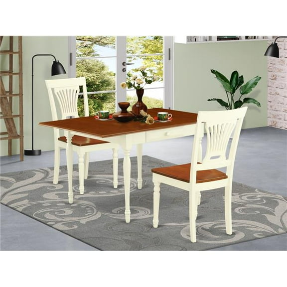 3 Piece Monza Kitchen Table Set - Buttermilk & Cherry