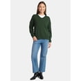 thumbnail image 2 of Time and Tru Women's V Neck Pullover Sweater, Lightweight, Sizes XS-XXXL, 2 of 5