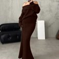 thumbnail image 2 of Women's One Shoulder Loose Solid Color Knit Sweater Two Piece Set With Long Sleeves, 2 of 2