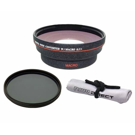 Nikon D5500 HD (High Definition) 0.5x Wide Angle Lens With Macro + 82mm Circular Polarizing Filter + Nw Direct Micro Fiber Cleaning Cloth + (Rings 52 62 & 67)