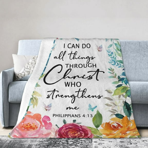 Christian Gifts for Women Blanket , Inspirational Religious Catholic Spiritual Birthday Gifts for Women Soft Flannel Throw Blanket 50x40