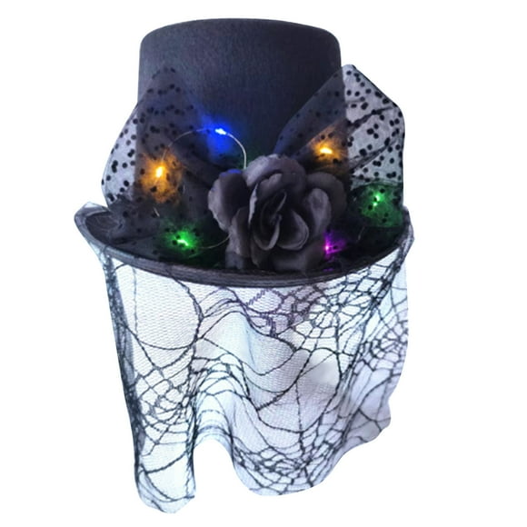 Sombreros Mujer Halloween Flores Negras Encaje Sombrero Alto Festival Sombrero Ancho mujer Sombrero de tela no tejida