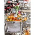thumbnail image 4 of Outdoor Tablecloth with Umbrella Hole and Zipper, Thanksgiving Round Table Cloth 54 Inch Waterproof Tablecloth, Fall Turkey Pumpkin Maple Leaf Black Plaid Picnic Table Cover for Patio Camping, 4 of 7