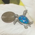 thumbnail image 5 of Gorgeous Large Hawaiian Sea Turtle Earring and Necklace, Sterling Silver Blue Opal Turtle Pendant, N6023S Birthday Mom Wife Christmas Gift, 5 of 10