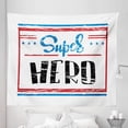 thumbnail image 1 of Calligraphy Tapestry, Super Hero Lettering in Grunge Tones with Stripes and Stars USA Colors, Fabric Wall Hanging Decor for Bedroom Living Room Dorm, 5 Sizes, Red Blue and White, by Ambesonne, 1 of 1