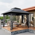 thumbnail image 5 of HELLONE 12'x12' Pop Up Canopy, Outdoor Patio Gazebo Shelter with Zipper Netting and Double Top Roof, Instant Event Tent with Carry Bag for Backyard, Garden, Grey, 5 of 6