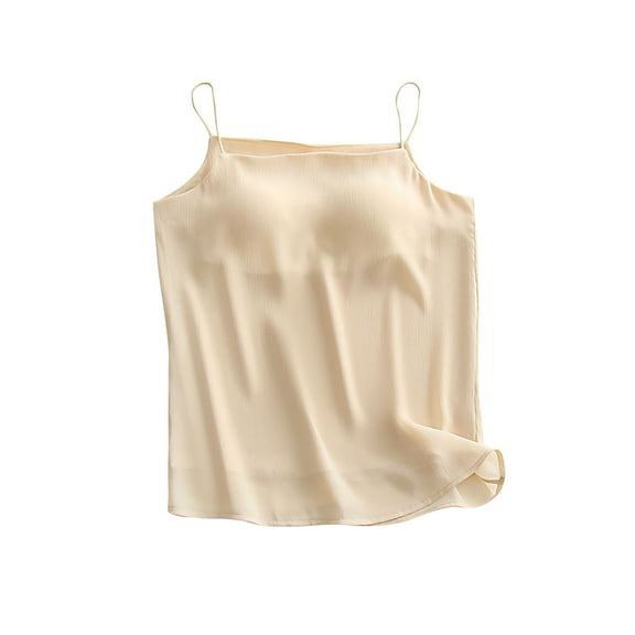 Tnhcen Women's Summer Lightweight Chiffon V-Neck Camisole with Built-in Bra Sleeveless Sleep Slip Dress for Women S-XL