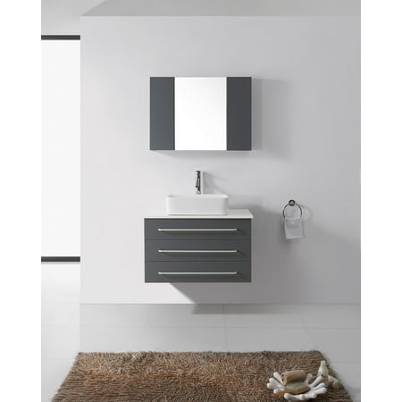 Virtu Usa Ivy 32 White Stone Single Bathroom Vanity Cabinet Set In Virtu Usa Ivy 32 White Stone Single Bathroom Vanity Cabinet Set In Gray