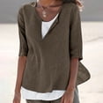 thumbnail image 2 of Tweang Womens Button Up Shirts Traditional Mexican Shirts Loose Tunics Dressy Blouses 2026 Trendy Fashion Clothes Womens 3/4 Sleeve Tops Cozy Loose Fit Basic T-shirts Loose Fit Blouses Bronze M, 2 of 5