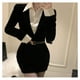 thumbnail image 2 of Vestido delgado de manga larga envuelto en la cadera lindo botón cinturón de moda elegante corte exquisito para fiesta cumpleaños negro M, 2 of 13