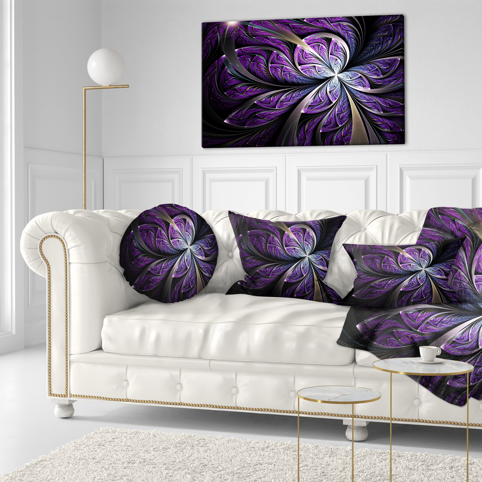 Designart 12" x 20" Purple Polyester Throw Pillow