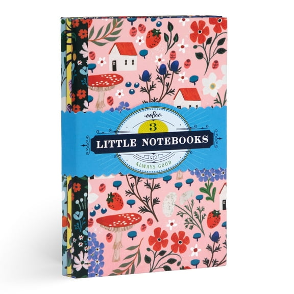 eeBoo Piece & Love: Shelley's Little Books- Set of 3 Notebooks, 5.75 x 4" Portable Size, Nature Themed Journals, Notes-Sketch-Draw, Lines & Dot Grid