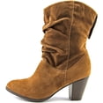 thumbnail image 2 of Rampage Womens TRIXEN Suede Round Toe Cowboy Boots, Cognac, Size 6.0, 2 of 5
