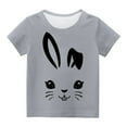 thumbnail image 4 of Zwiiyzr 2024 Toddler T-Shirt Bunny Face Doodle Easter Spring Time Flowers Great Gift Idea Easter Eggs Candy Basket Rabbit Cotton Tail Gray-140, 4 of 6