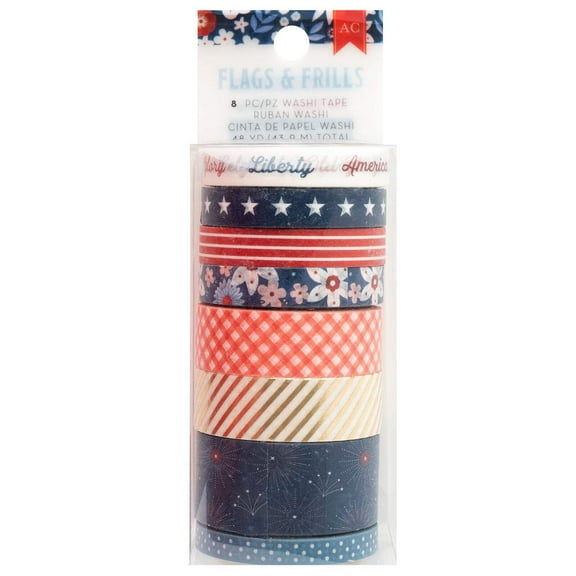 American Crafts Flags And Frills Washi Tape 8/Pkg-Gold Foil