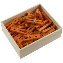 JAM Paper Wood Clothespins, Orange, 50/Pack, Medium 1 1/8 Inch Clips