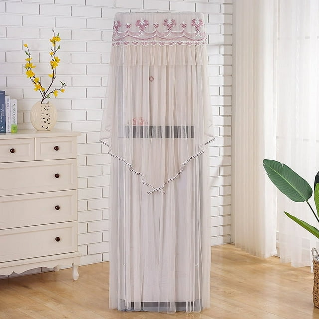 Nvzi pieza de cubierta de máquina de gabinete vertical cubierta de aire acondicionado cuadrada cubierta de polvo de encaje bordado amarillo claro púrpura cubierta decorativa 55 * 35 * 180 cm