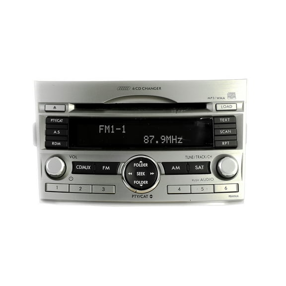 Restored 2010-12 Subaru Legacy AM FM Receiver MP3 6 Disc Changer 86201AJ60A Face PE605U6 (Refurbished)