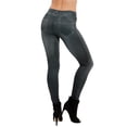 thumbnail image 2 of Gomelly Ladies Denim Print Leggings High Waist Look Jeggings Stretch Fake Jeans Women Full Length Workout Bottoms Tummy Control Pencil Pants Black XL, 2 of 3