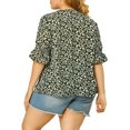 thumbnail image 4 of Agnes Orinda Women's Plus Size Ruffle V Neck Smocked Sleeves Top Blouse, 4 of 8