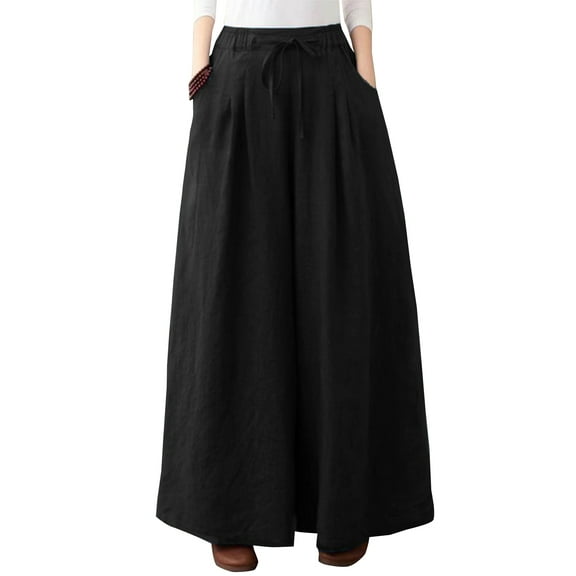ZANZEA Womens Pants Casual Elastic Waist Solid Color Wide Leg Trousers