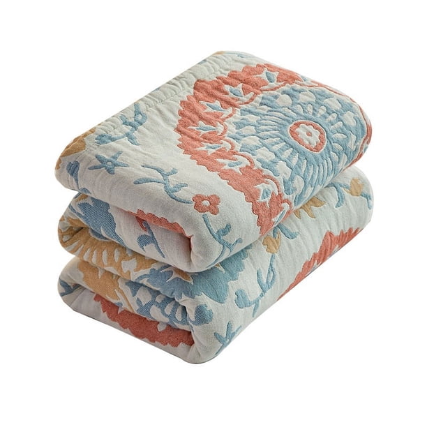 Edredón de gasa de algodón de cuatro capas, suave, individual, doble, para verano, fresco, para amantes, manta de algodón para dormir para adultos