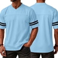 thumbnail image 5 of Domuza Football Jerseys for Men Replica Plain Workout Sport Game Shirts Casual Outwear Light Blue L, 5 of 5