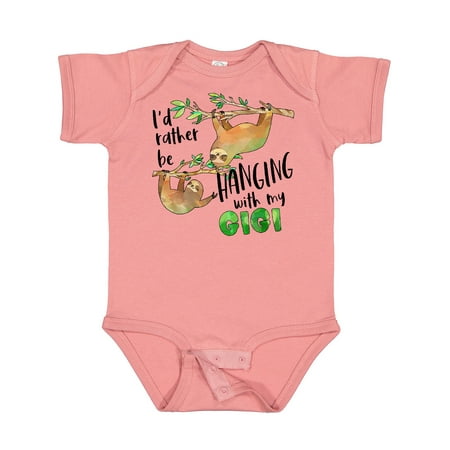 

Inktastic Id Rather Be Hanging with My Gigi- Cute Sloths Gift Baby Boy or Baby Girl Bodysuit