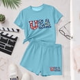 thumbnail image 5 of Stamzod 4Th Of July Girls Summer Outfits Casual Short Sleeve T-Shirt and Shorts Lounge Set Sky Blue B 11-12Years, 5 of 7