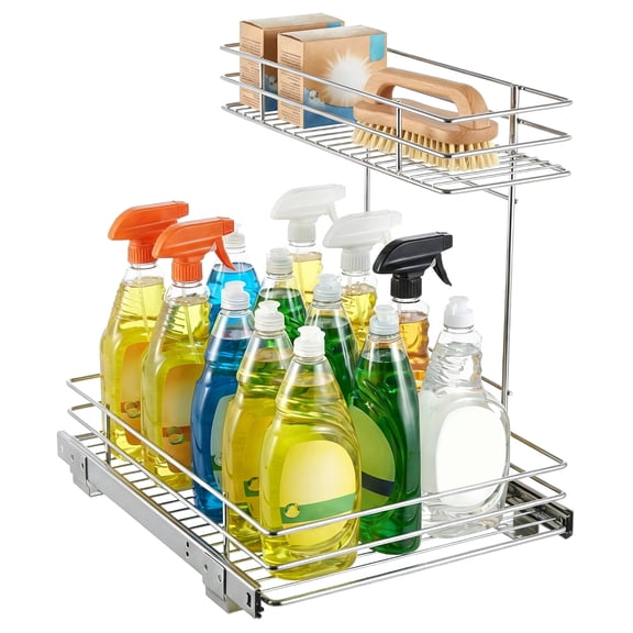 Under Sink Organizer, Pull Out Cabinet Organizer 2 Tier Slide Out Sink Shelf Cabinet Storage Shelves, Storage for Kitchen Bathroom