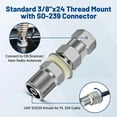 thumbnail image 3 of ARCADORA SO239 Adapter Stud for CB Mobile Antennas 3/8x24 Thread Mount Nickel Plated Copper for Trucks RVs SUVs, 3 of 10