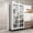 White, variant on Noble House 65" Metal 6-Tier Pantry Storage Cabinet, Kitchen Organizer with Wheels and Transparent Doors, Gray