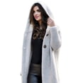 thumbnail image 4 of Women Oversized Hooded Open Front Cardigan Cable Knit Sweaters Solid Color Chunky Single Breasted Long Sweater Coats, 4 of 5