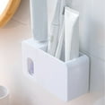thumbnail image 5 of No Drill Toothbrush Holder Set with Toothpaste Dispenser & Rinsing Cup, Wall Mounted Bathroom Organizer with Squeezer, Creative Toothbrush Rack,Bathroom Storage, Toothpaste Dispenser,White,1PC,, 5 of 8