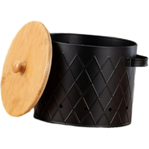 Vegetables Storage Bin Potato Onion Garlic Storage Bin Farmhouse Containers Fresh Vegetable Keeper for Counter Restaurant, Black Large