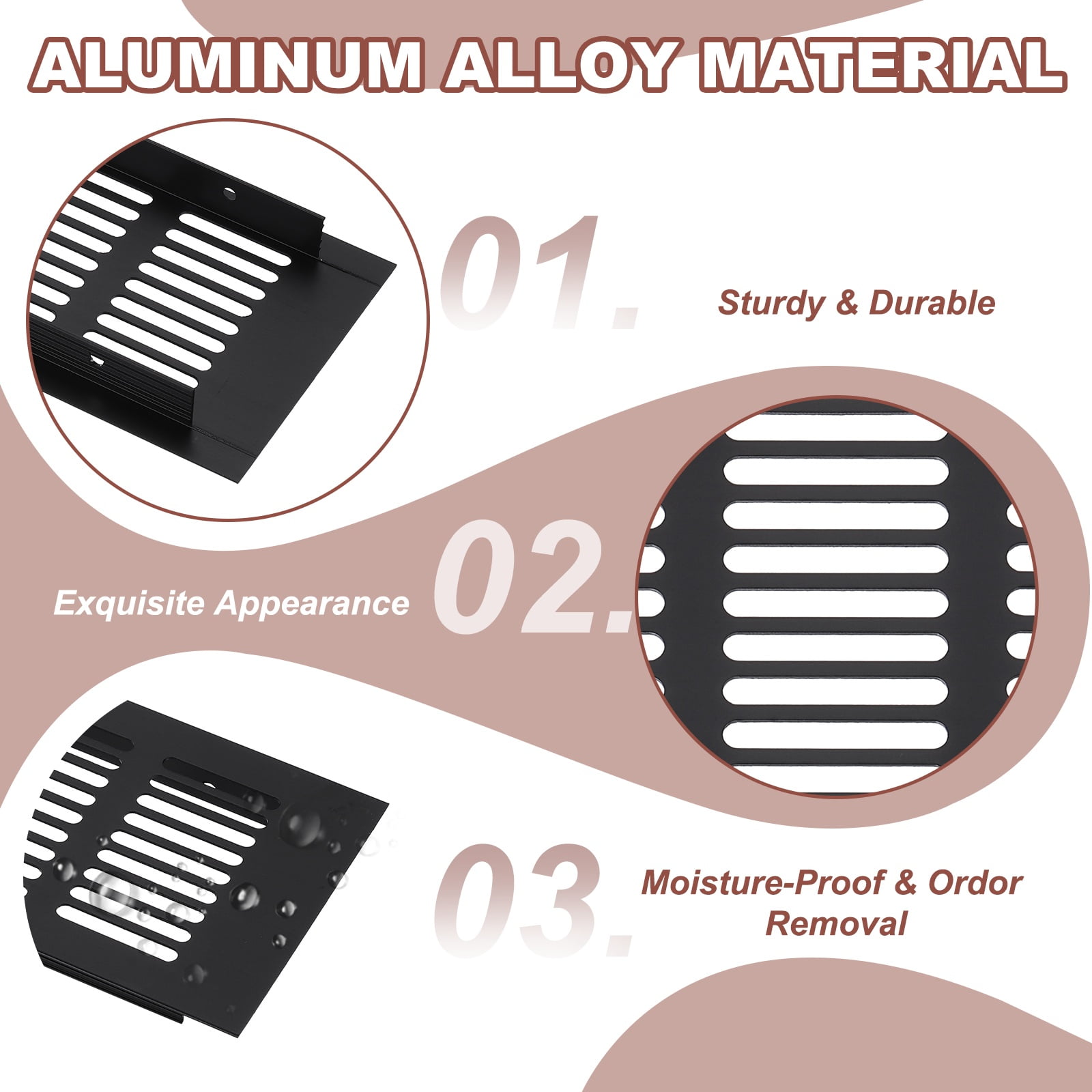 Uxcell 12 x 3.2" Rectangle Ventilation Grille 4Pcs Aluminum Air Vent Cover Black