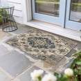 thumbnail image 2 of Blue Brown Boho Doormat Outdoor Entrance 24"x36", Ethnic Vintage Southwestern Geometric Absorb Moisture Dirt Door Mats, Non-Slip Rubber Backing Floor Mats Indoor, Low-Profile Front Door Rugs, 2 of 9