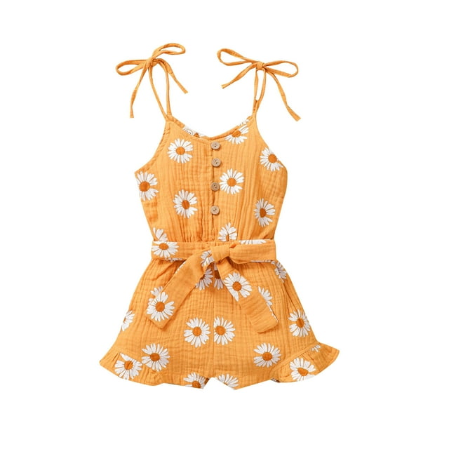 xiaxaixu Bambin Fille Spaghetti Sangles Boutons Marguerite Fleurs Combinaisons