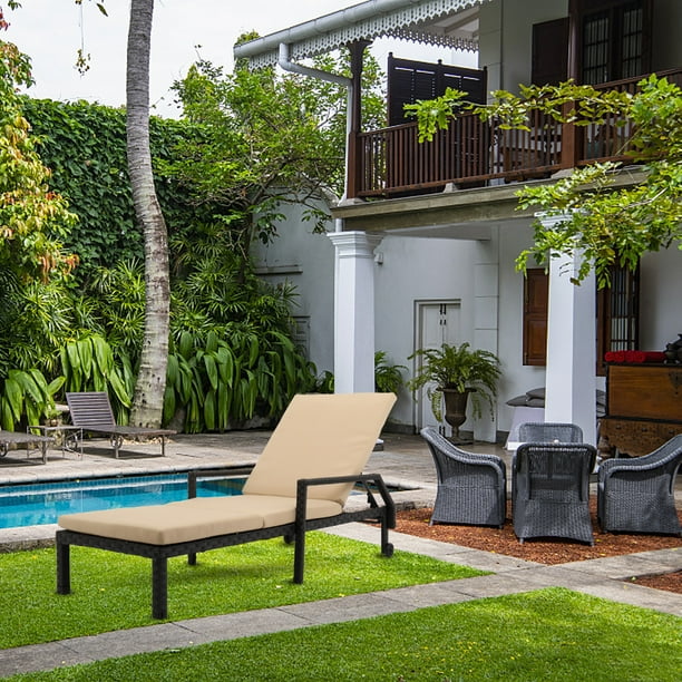 Chaise Lounge Outdoor Patio Pool Chairs For Outside Rattan Indoor Wicker With Beige Cushion Adjustable Back Height Brown R180 Com - Outdoor Patio Chaise Lounge Chaise Lounge Outdoor Patio Pool Chairs For Outside Rattan Indoor Wicker With Beige Cushion Adjustable Back Height Brown R180 Com - Outdoor Patio Chaise Lounge