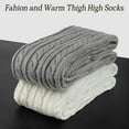 thumbnail image 3 of Loritta 2 Pairs Women Cable Knitted Thigh High Socks Long Winter Socks over Knee Size 6-9, 3 of 6