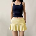 thumbnail image 2 of Aihuaihua Fold Over Shorts Skirt Low Waist Pleated Skirts Strechy Elastic Waisted Cute Shorts for Women Girl Y2k Yellow XL, 2 of 7