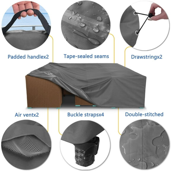 500D Patio Furniture Covers Thickening Outdoor Cover Protective Grey 126"x64"x27"